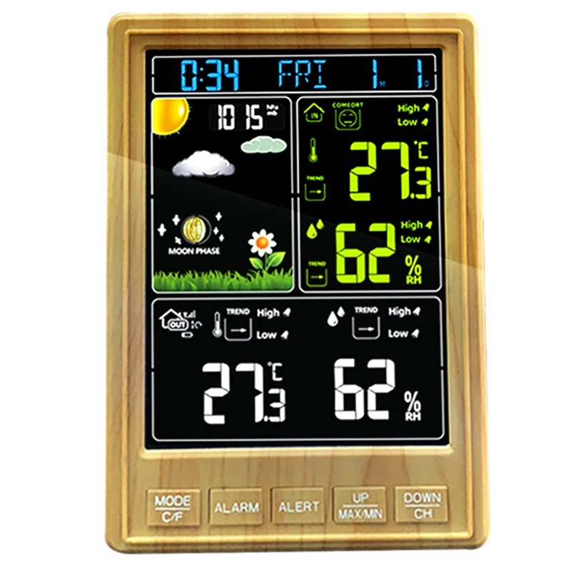 Weather Station Clocks Wireless Indoor Outdoor Thermometer Table Clock With Temperature And Humidity Alarm Clock