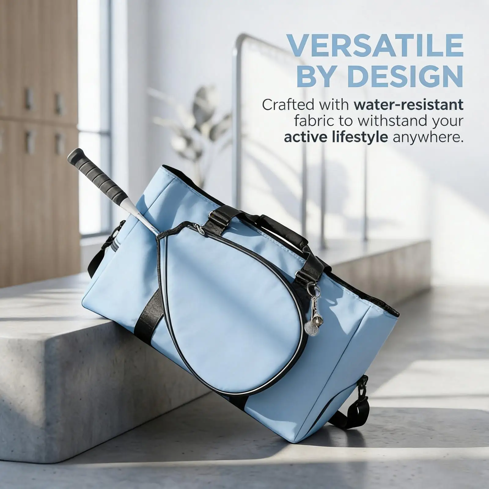 

Badminton Racket Shoulder Bag Sport Bag with Zipper Tote Removable Single Shoulder Strap Water Resistant Oxford Cloth Unisex