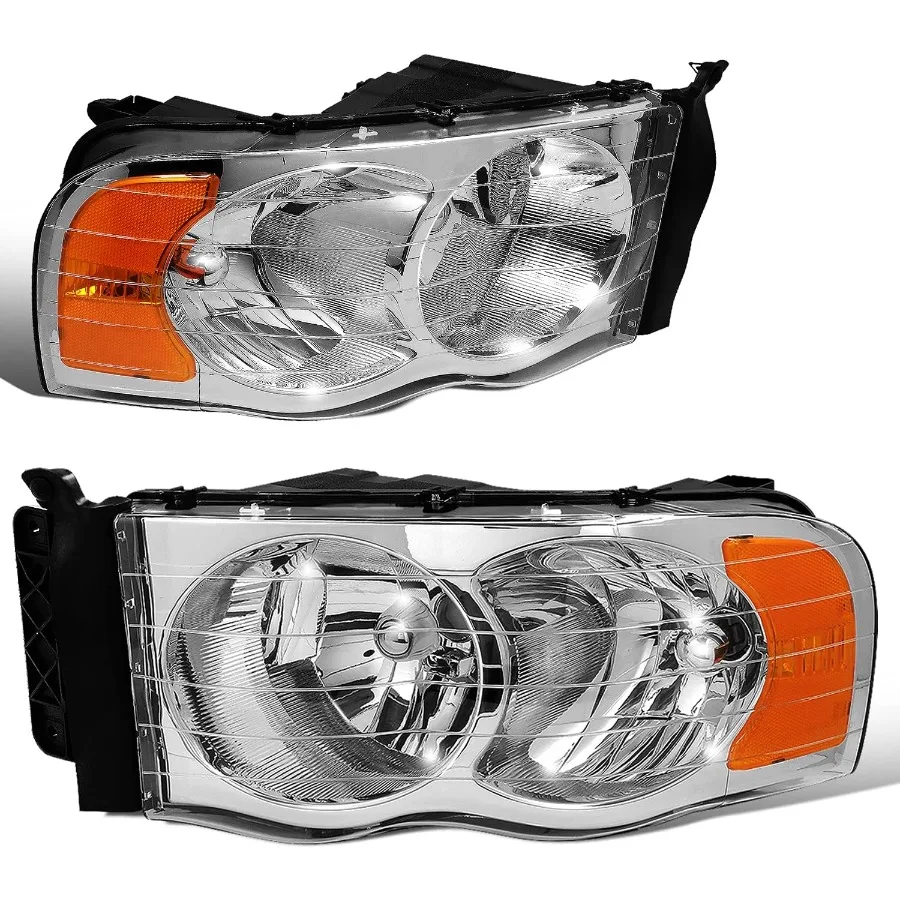 

Chrome Housing Amber Corner Headlights Compatible with 02-05 Ram 1500/03-05 Ram 2500 3500, Left & Right