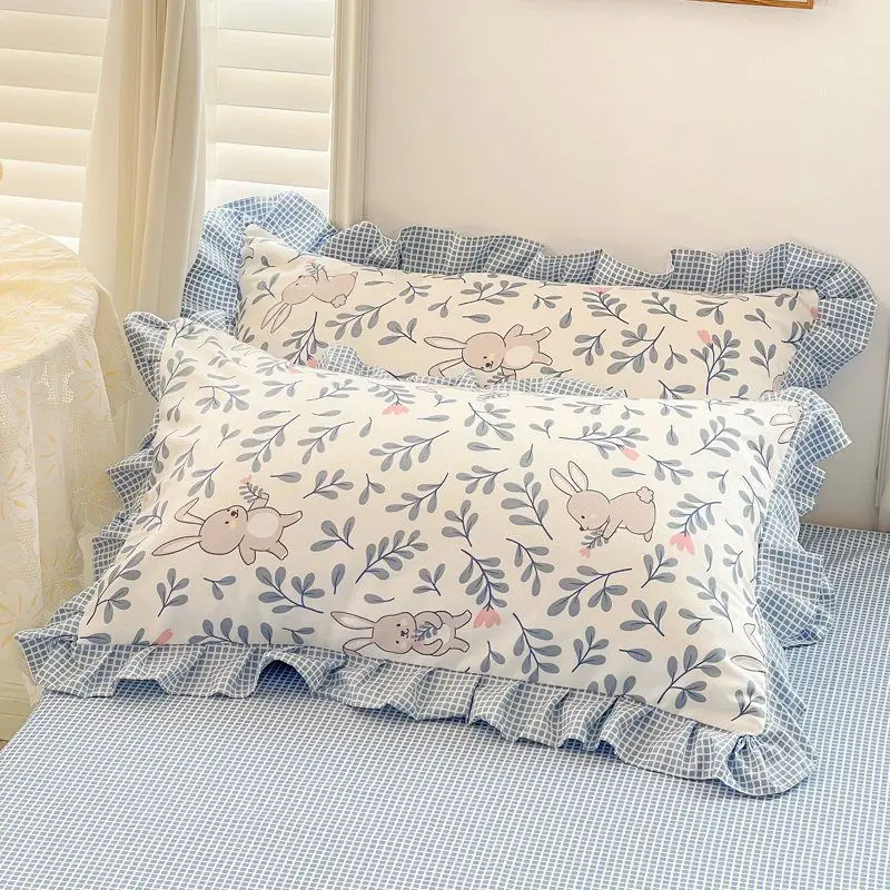 

100% Pure Cotton Pillowcase with Ruffle Edge Pillowcase, Family Bedding, Color Matching Edge, Soft Pillowcase