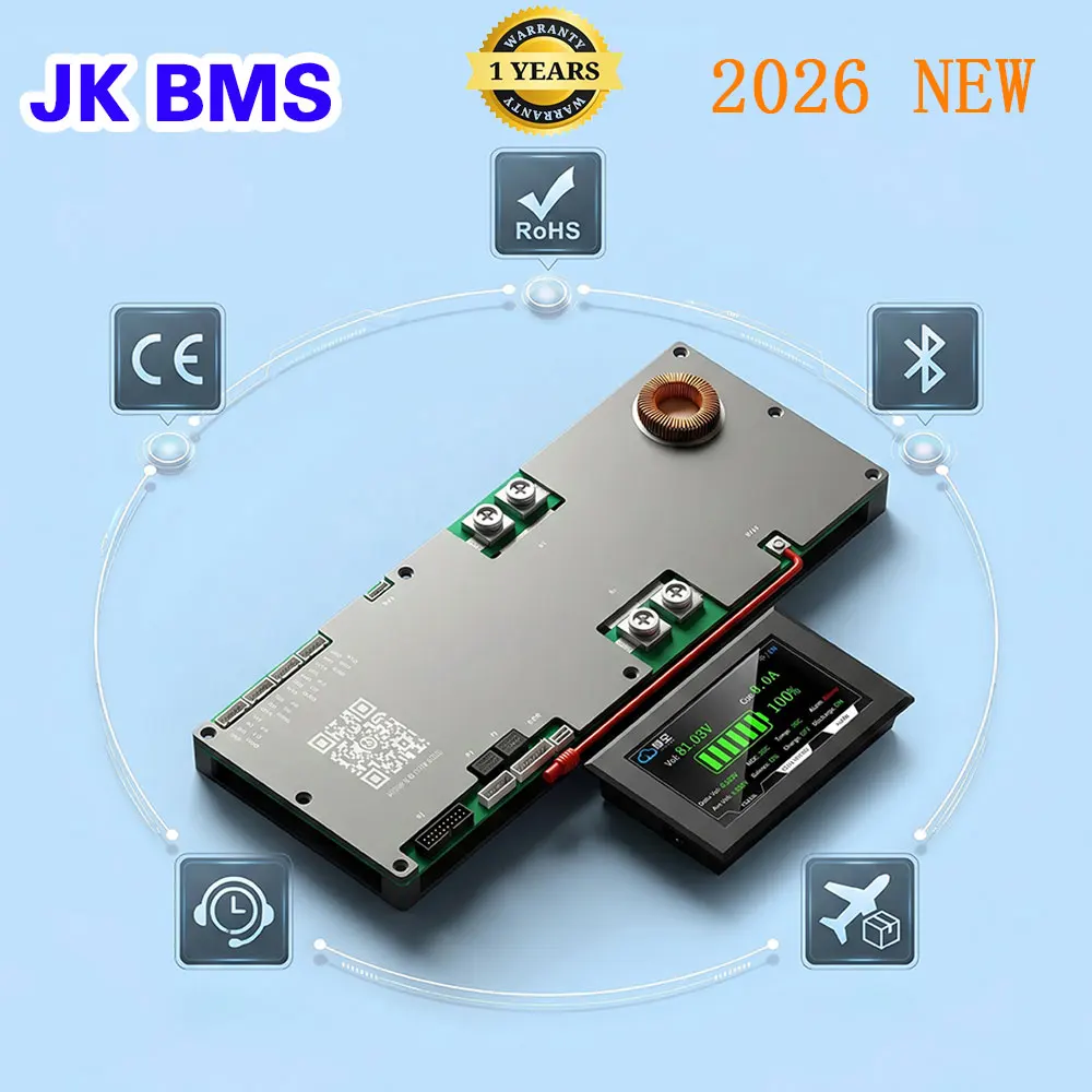

JK Smart BMS V19 PB2A16S30P 8S-16S 48V 300A 2A Active Balancer Bluetooth for Lifepo4/LTO Solar Energy Storage RV