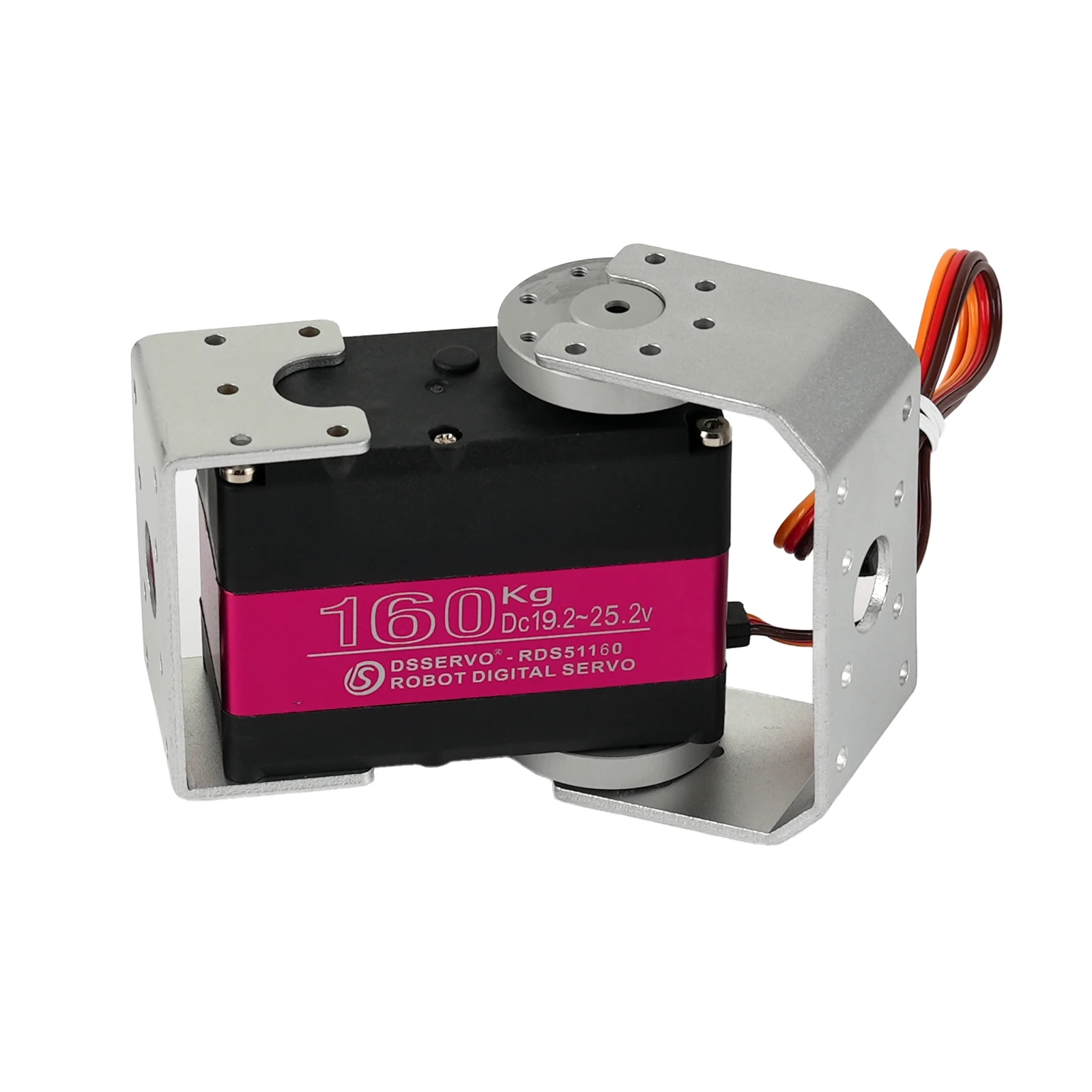 

RDS51160 160KG Digital Servo 24V High Torque Dual Axis Waterproof IP66 Metal Gear Servo with U Bracket for RC Robot DIY Parts