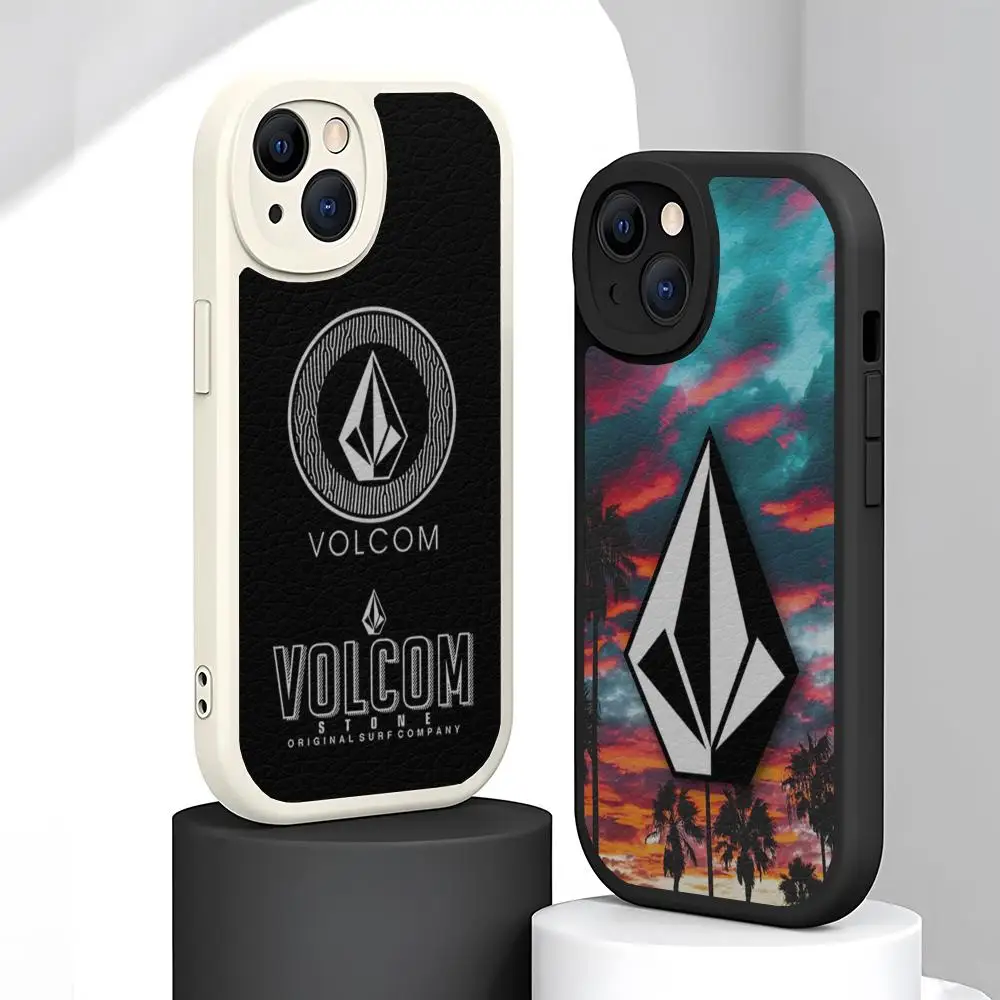 Luxury V-VOLCOM Sport Style Phone Case Lambskin For Iphone 15 14 manga Pro Max 11 13 12  Mini X Xr Xs 8 6 7 Puls Se Cover