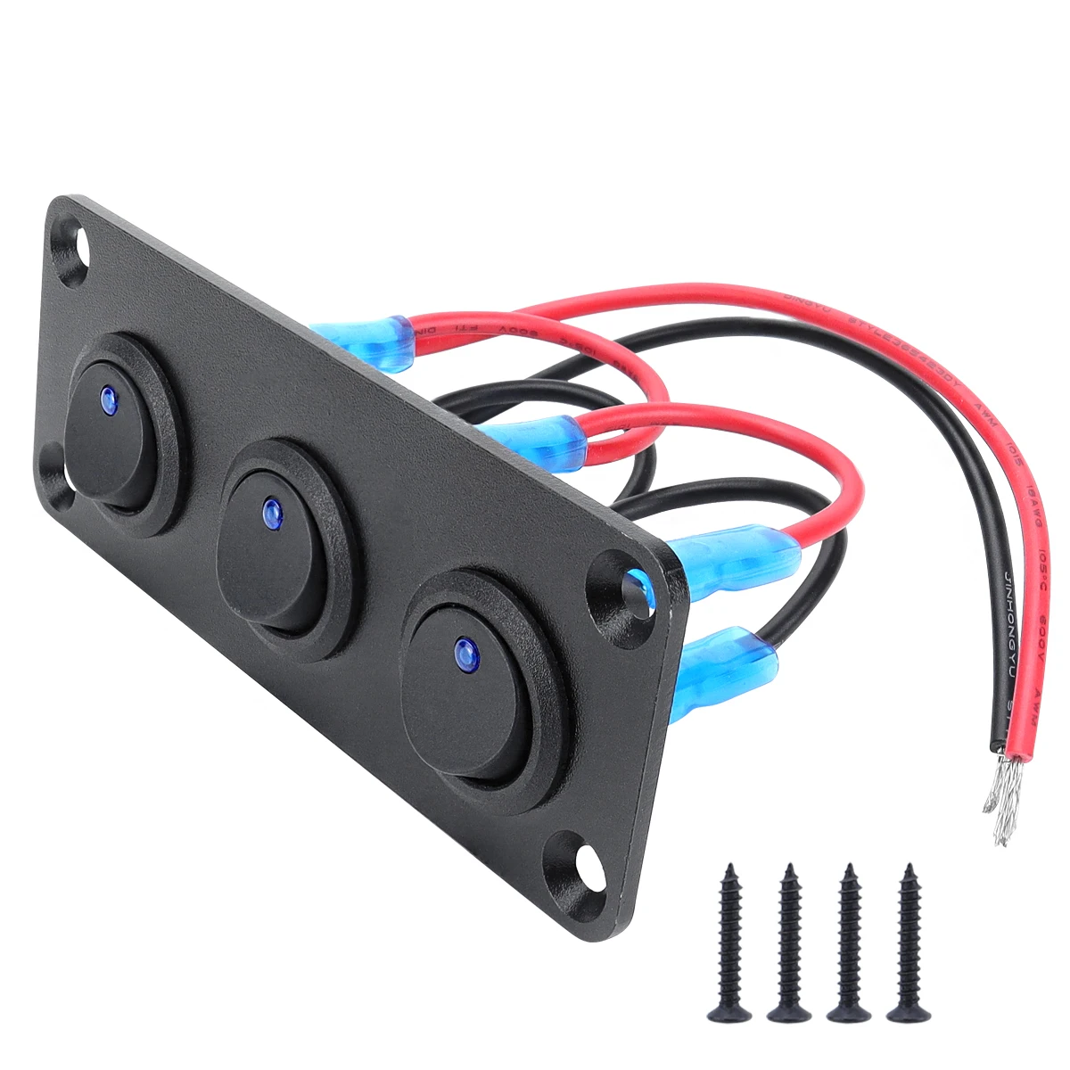 20A blue circular joystick switch panel with 3-pin aluminum waterproof 12V, suitable for cars, trucks, boats, RVs, yachts, etc image 3