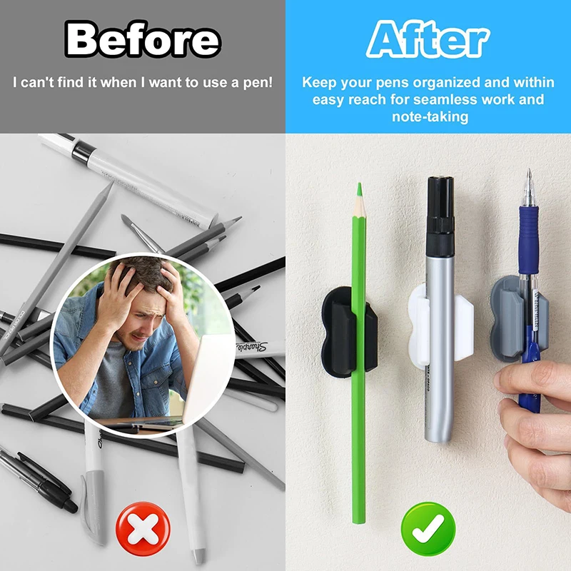 High Quality Silicone Self-Adhesive Creative Pen Rack Anti-fall Anti-lost Storage Clip Marker Pen Desk Organizer Accessories