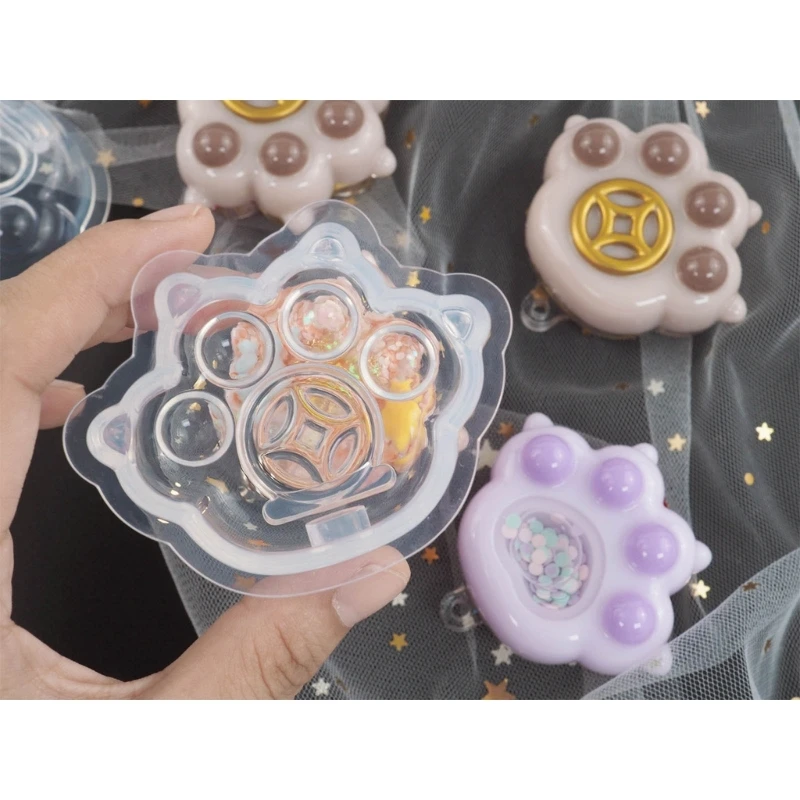 Cute Cat Paw Quicksand Silicone Molds Epoxy Resin Casting Mold DIY Craft Keychain Pendant Mold Handmade Jewelry Tool