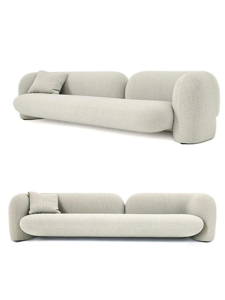 NEW Minimalist lamb velvet fabric sofa, small living room, simple solid wood