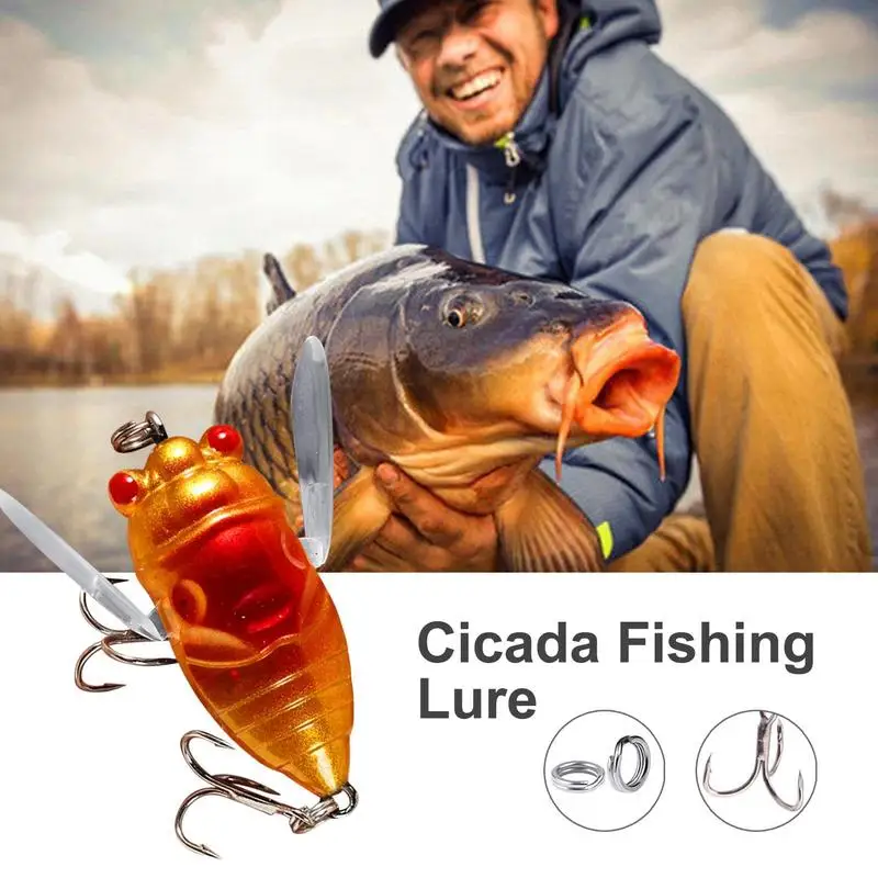 Bass Fishing Lure 3D Holographic Eyes Fishing Hard Lures Fishing Cicada Bait Sturdy Fishing Topwater Lure Artificial Fishing