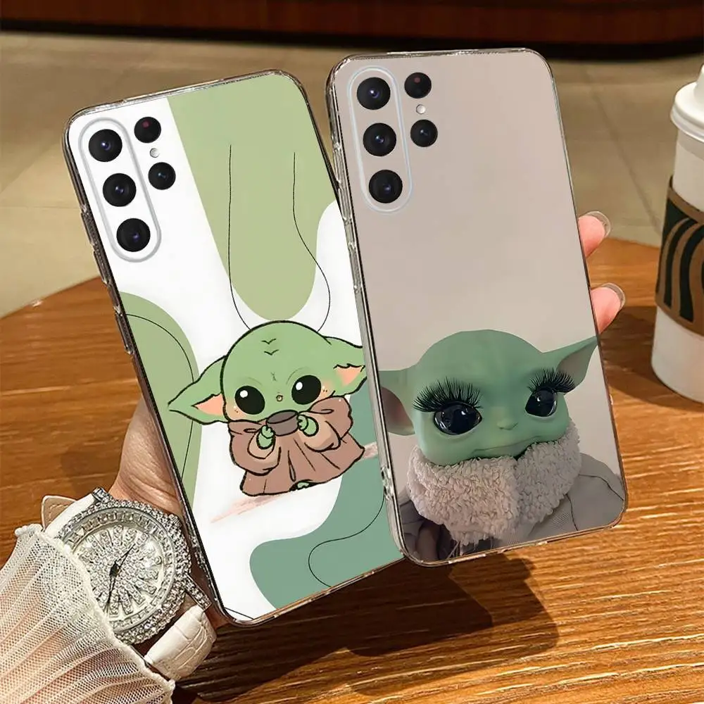 

Cute Baby Y-Yoda Phone Case For Samsung S24,30,21,22,23,20 FE,lite,PIus,Ultra,5G,Note,9,10 Transparent Cover