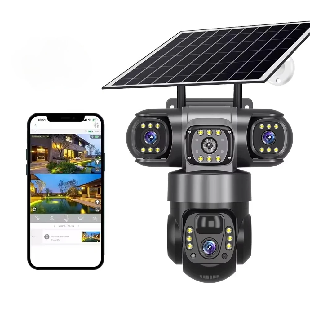 

V380 PRO Three Lens Outdoor Surveillance Camera 3 Lens PTZ 360 Wireless 4G Two Way Audio Auto Tracking 6mp 10X Security Camera