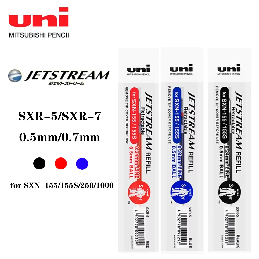 6PCS Japan UNI Jetstream Series Ballpoint Pen Refill SXR-5/7 for SXN-250/SXN-1000 0.5/0.7mm Back To School Kawaii Stationery