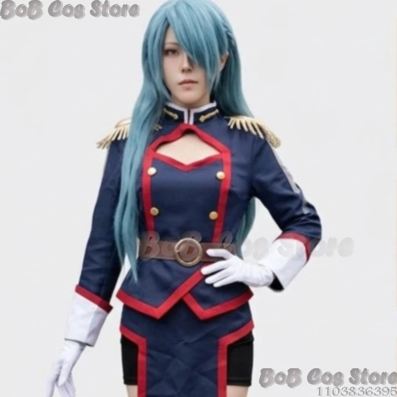 

Chained Soldier Tokou Maiki Mato Seihei No Slave Cosplay Black Short Skirt Uniform Red Cape Purple Wig Anime Navidad Carnaval