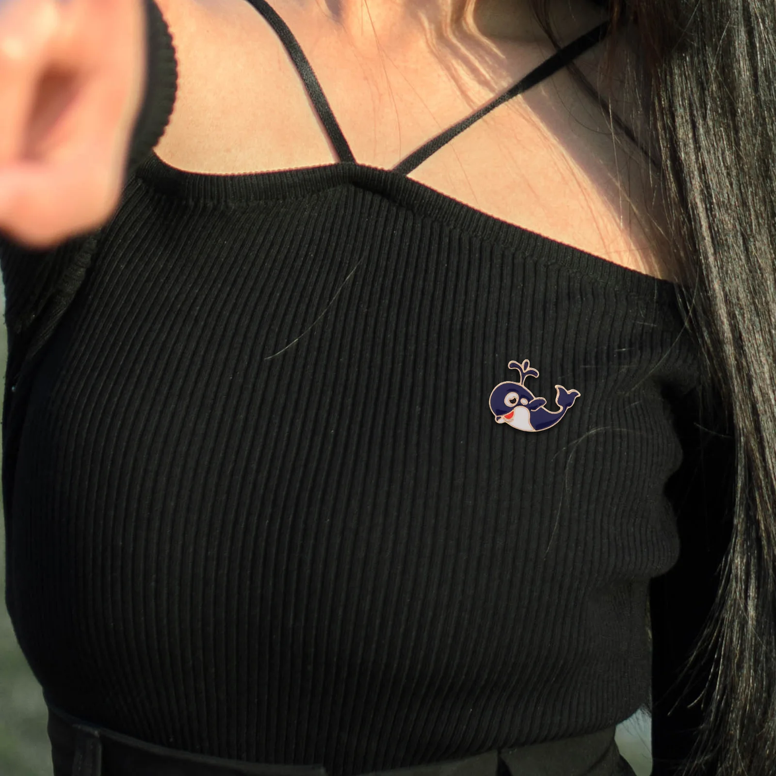 2 قطعة دبابيس بروش الحيوان الكرتون الحوت نمط اكسسوارات للملابس أكياس القبعات المحيط الحيوان دبابيس زر مقاطع طوق كليب #2