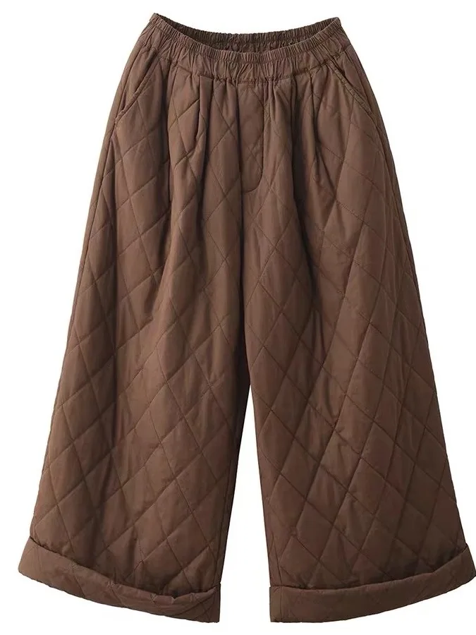 الرجعية القطن واسعة الساق السراويل النسائية الفنية عارضة عالية الخصر الماس نمط فضفاض صالح مستقيم أنبوب السراويل للسيدات