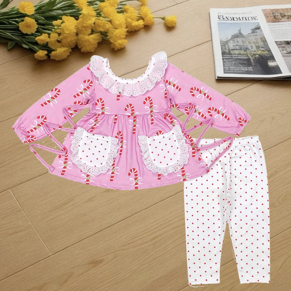 

9.25 Kids Winter Clothes For Girls Baby Girls Christmas Candy Pocket Tunic Top Legging Clothes Sets