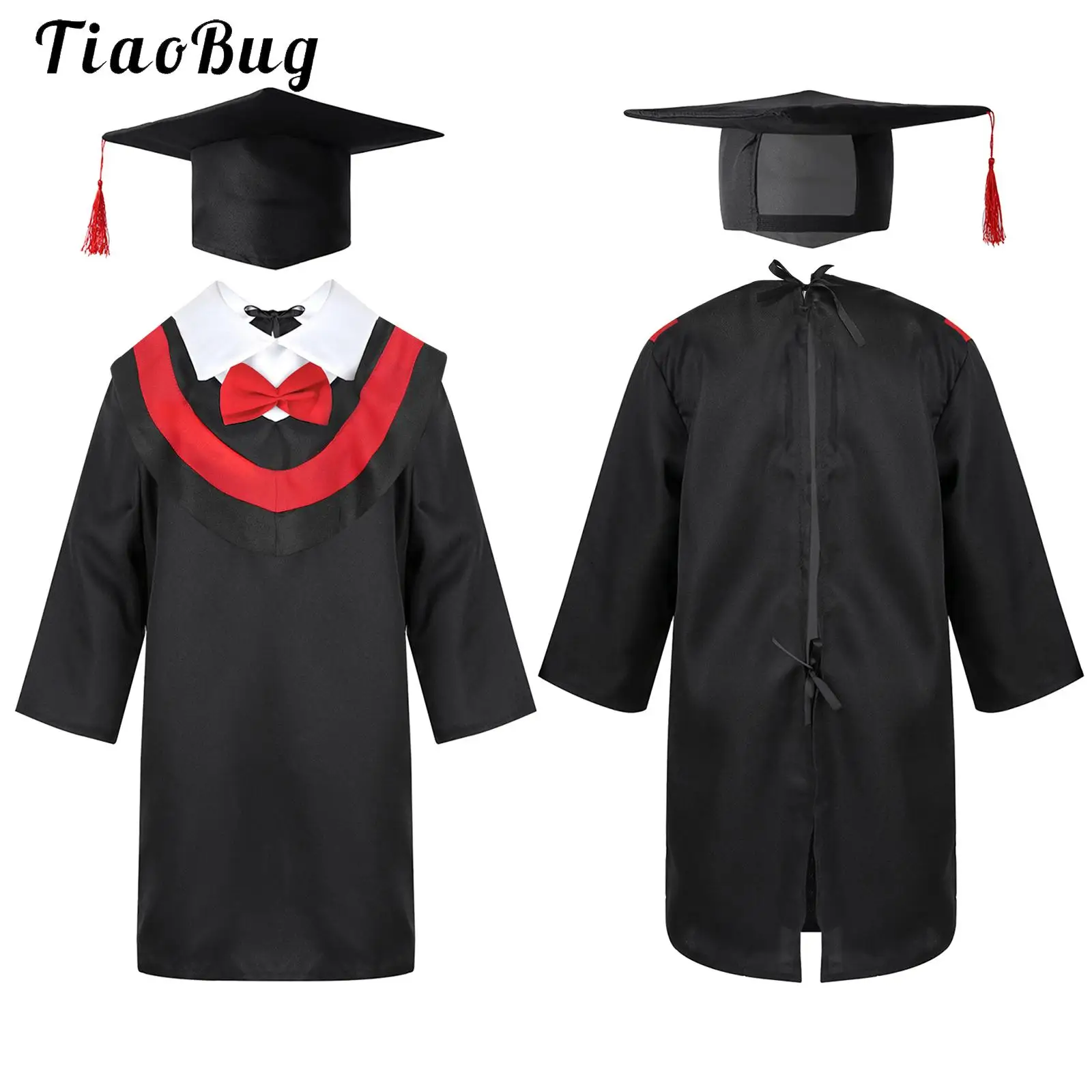 

Kids Boys Girls Kindergarten Graduation Gown Preschool Primary School Uniforms Set with Tassel Cap Students Bachelor Costumes