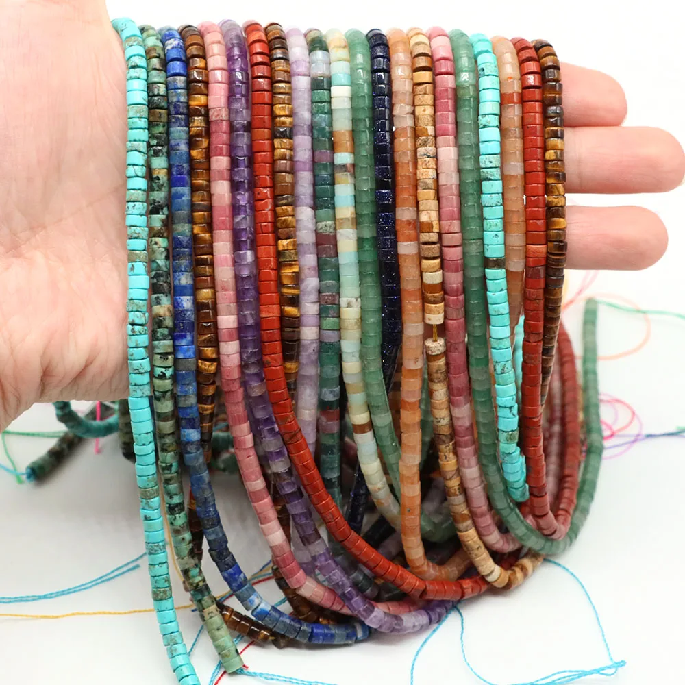 

2x4mm Flat Round Natural Stone Spacer Beads Amethyst Lapis Loose Gemstone Rondelle Bead for Jewelry Making DIY Bracelet Necklace