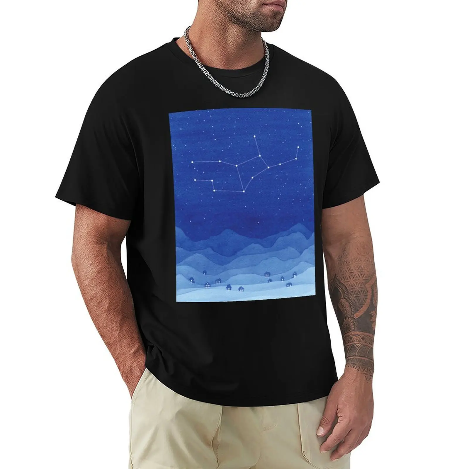Virgo Constellation, Mountains T-Shirt Casual Everyday Wear T-Shirt