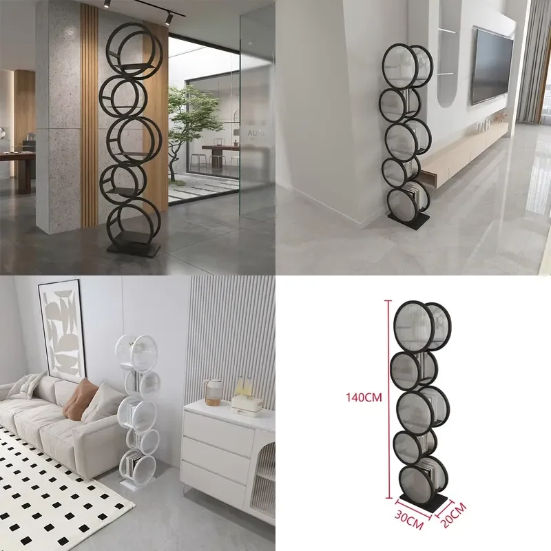 Floor to Ceiling Multi-layer Bookshelf for Creative Iron Art Bookcases Living Room Corner Storage Display Rack Luxury Home