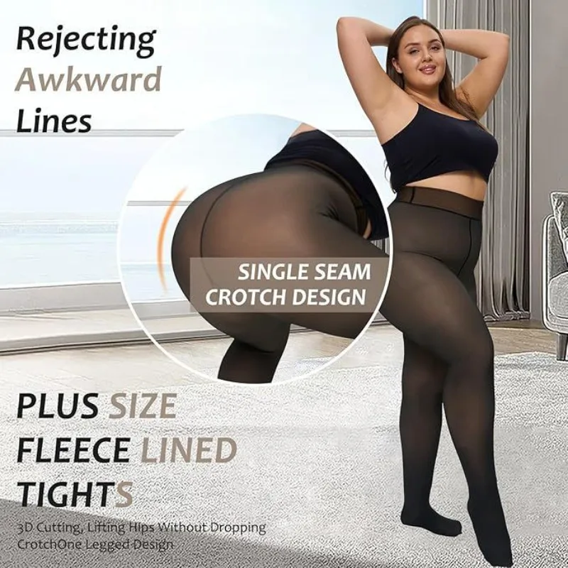 

Thick Thermal Tights For Women Sexy Translucent Slim Fleece Tights Warm Velvet Pantyhose Female Plus Size Thermal Leggings