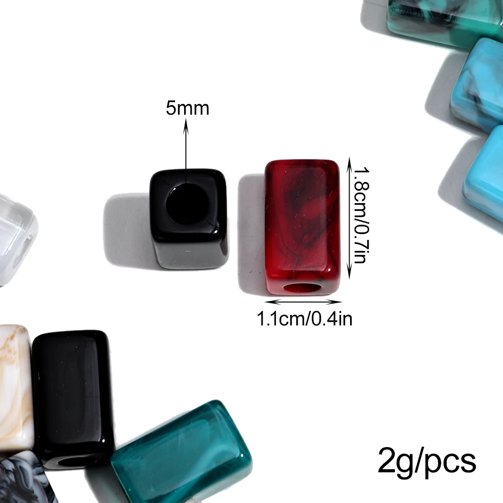 20pcs Marble Color Resin Geometric Loose Bead Acrylic Rectangle Spacer Beads for DIY Jewelry Bracelet Necklace Craft Accessories