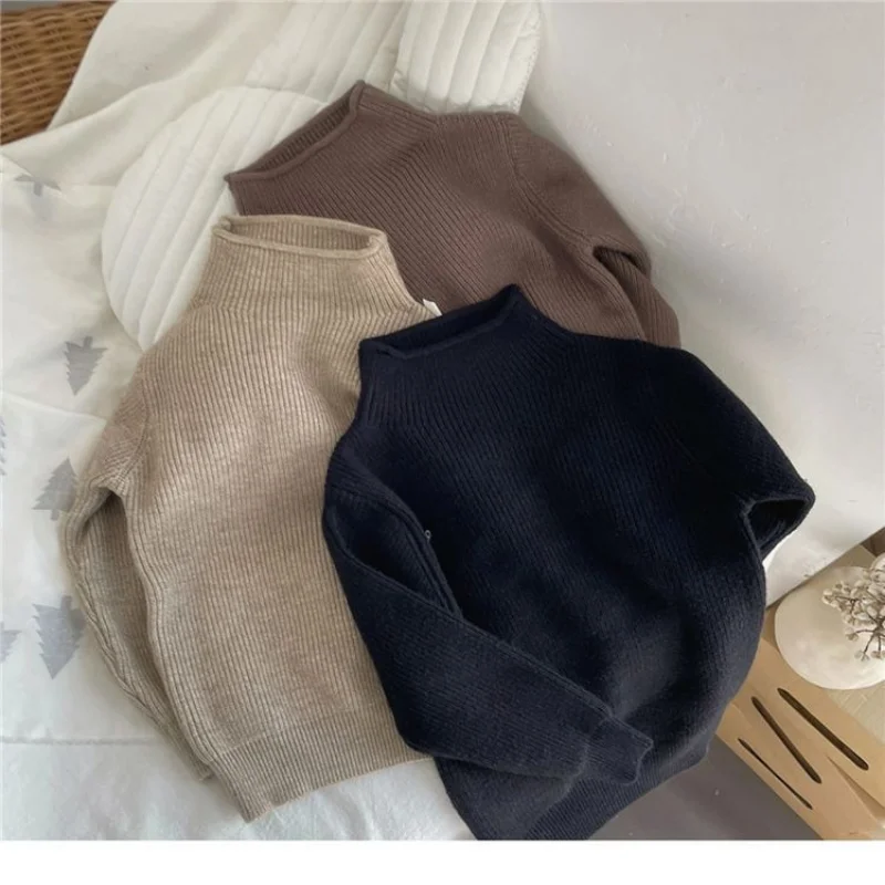 Skin-friendly Soft Children's Baby Solid Color Leggings Men's and Girls' Thick Warm Sheath Jumper Autumn/winter Sweater 12+y