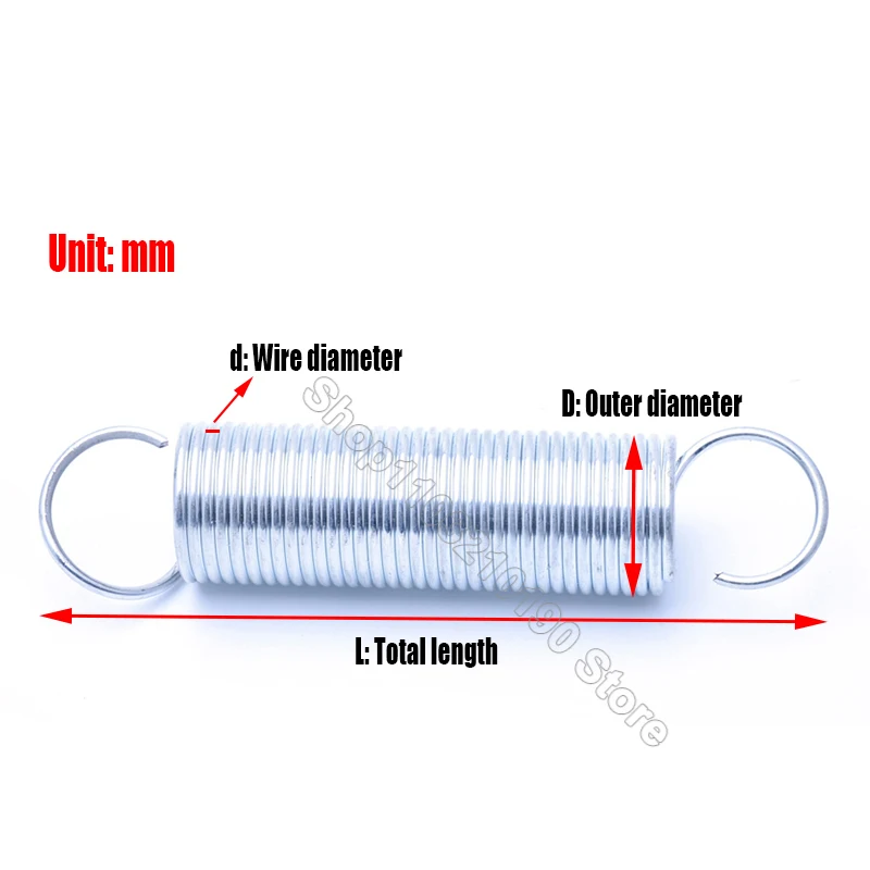 0.4mm Galvanized Tension Spring With Open S Hook Expanding Extending Stretching Spring Zinc Plated Spring Steel Pullback Spring