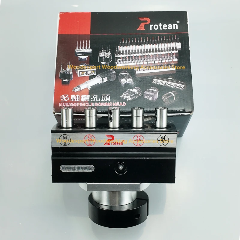 Adjustable Boring Head for 32x5mm System Cabinet Hinge Shelf Pin Drilling Straight Shank/Threaded Shank Options with 5 Adaptors