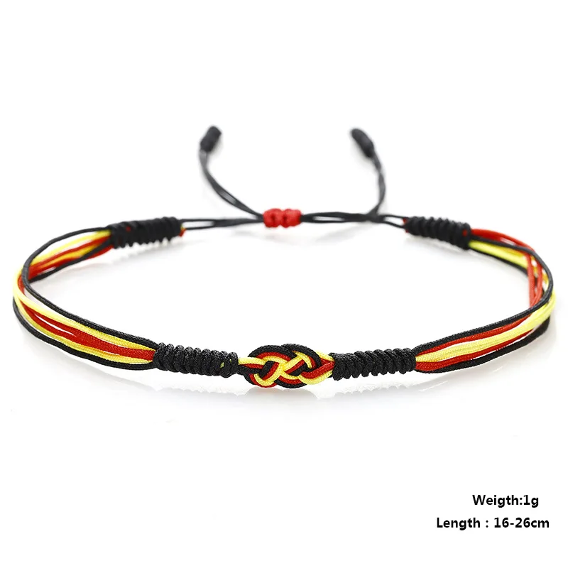 Handmade Woven Rope National Flag Bracelets Men Women United States Independence Day Spain France Flag Sports Team Accessories