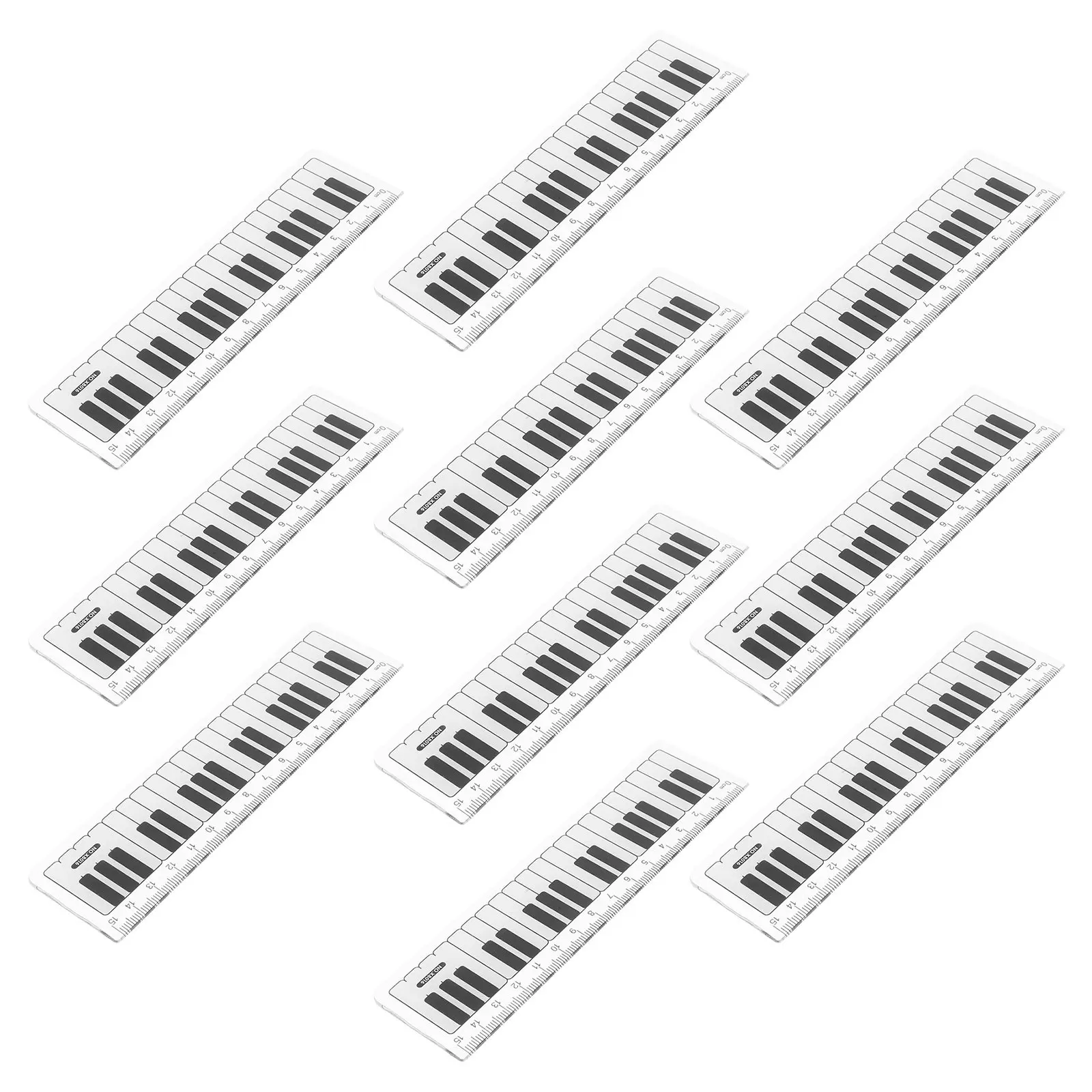 10Pcs Plastic Piano Pattern Rulers 15Cm Straight Metric Measuring Ruler Student School Supplies Drawing Tool Music Classroom