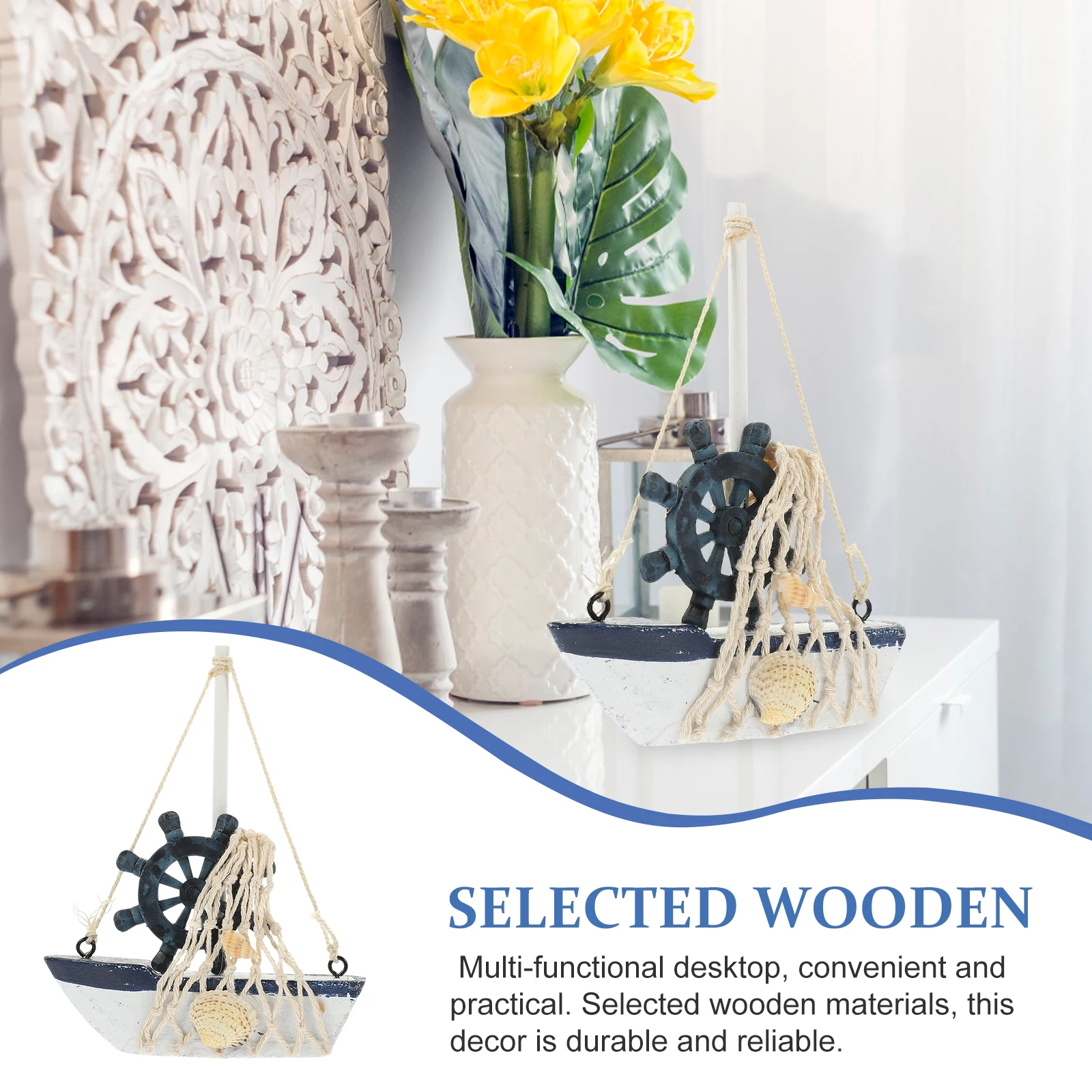 

Sailboat Decoration Nautical for Bathroom Sailing Wood Boating Themed Creative Sea