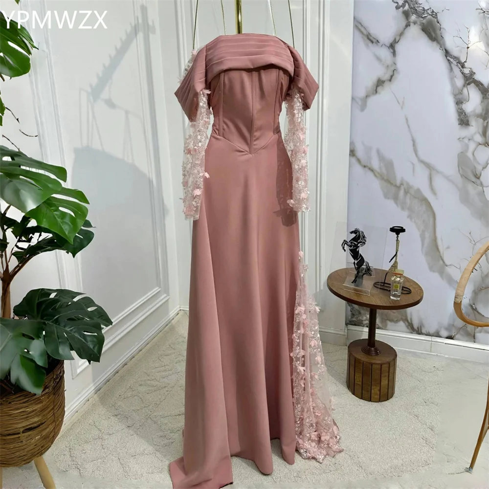 

Customized Evening Dress Party Occasion Women Prom Gown YPMWZX Off-the-shoulder A-line Floor Length Skirts Fold Draped Bespoke O