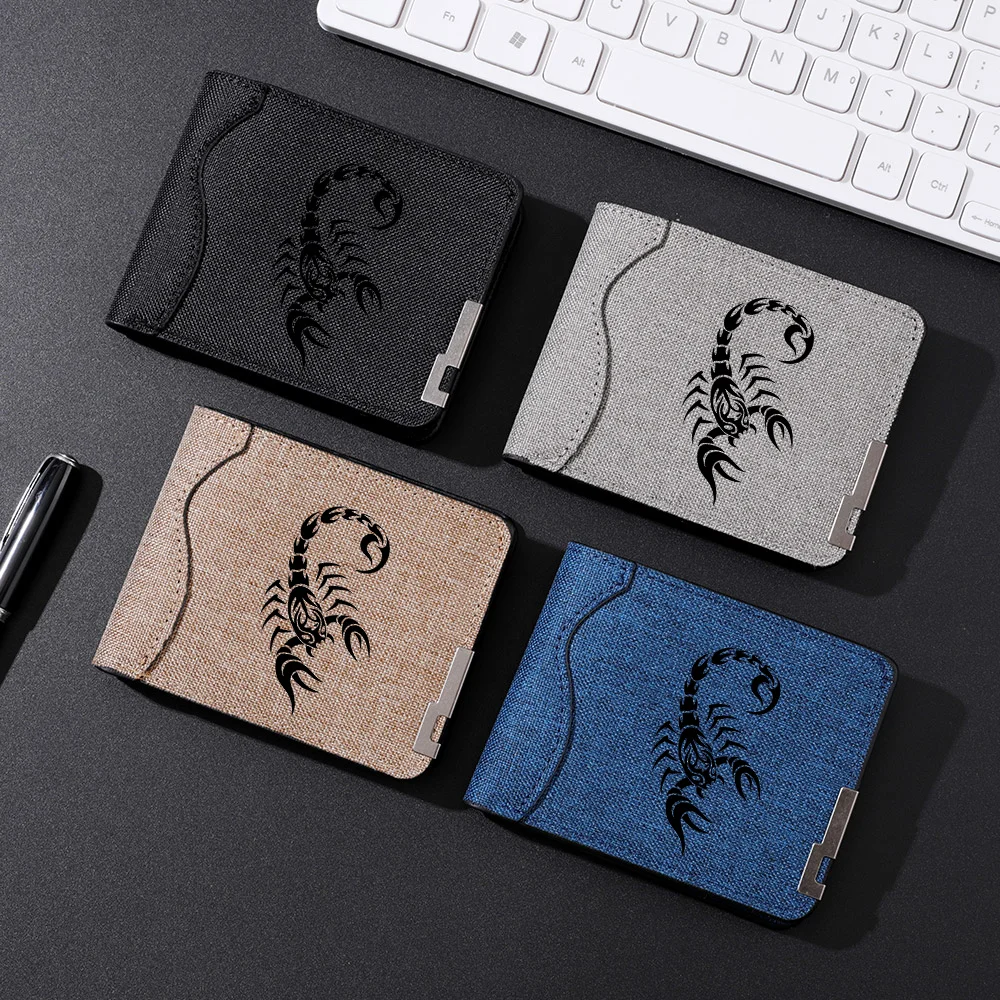 Men's Canvas Wallet Cartoon Print Multiple Card Slots Ultra-Thin Design Fashionable Men's Wallet
