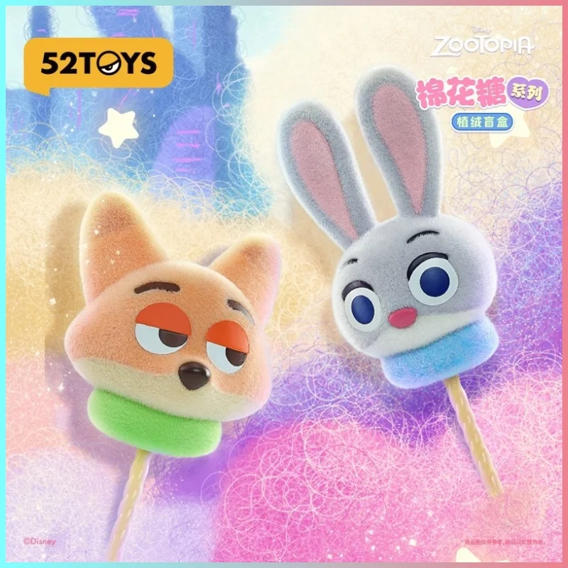 

52 игрушки Zootopia Cotton Candy Series слепая коробка-Таинственная аниме-фигурка флокирование на заказ Kawaii Коллекционный орнамент подарок для фанатов