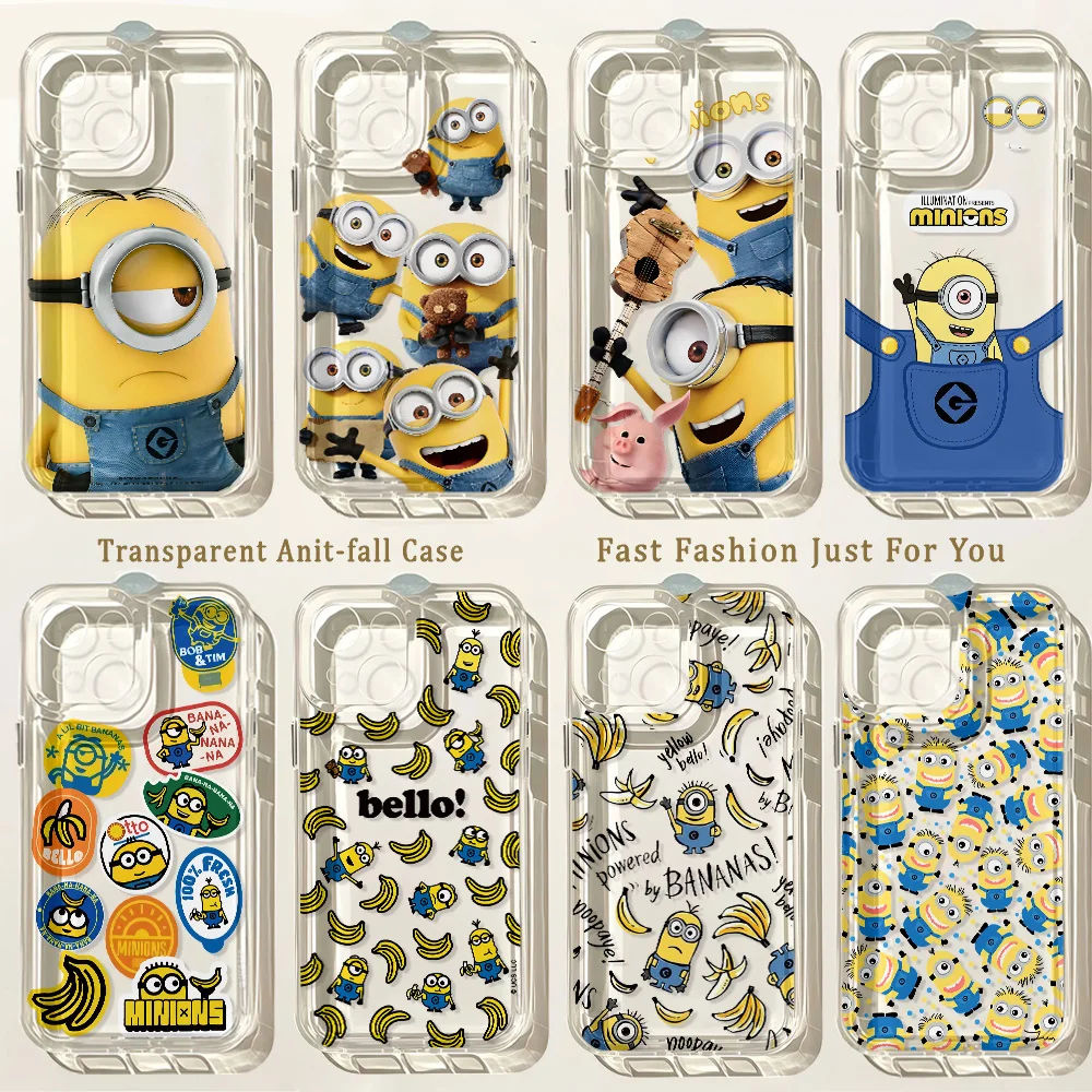 Niedliche, angesagte Cartoon-Minions-Handyhülle für Samsung A57 A07 A36 A26 A56 A16 A55 A35 A25 A15 A54 A34 A24 A14 A13 A53 mit transparenter Rückseite.