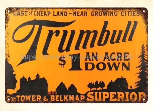 Early Trumbull Real Estate metal tin sign nostalgic  metal outdoor wall art