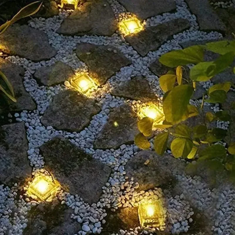 Outdoor LED Lamp Lights para Festival, impermeável, Jardim, Caminho, Piso, Vidro, Ice Cube, Brick Paver, Rock, Paisagem, 4 LED, 6 LED