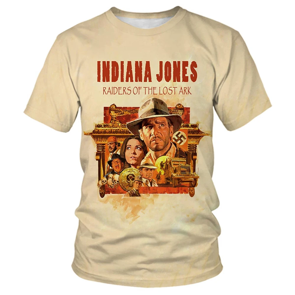 Summer fashion Indiana Jones themed 3D printed fashionable and personalized artistic short sleeved shirt