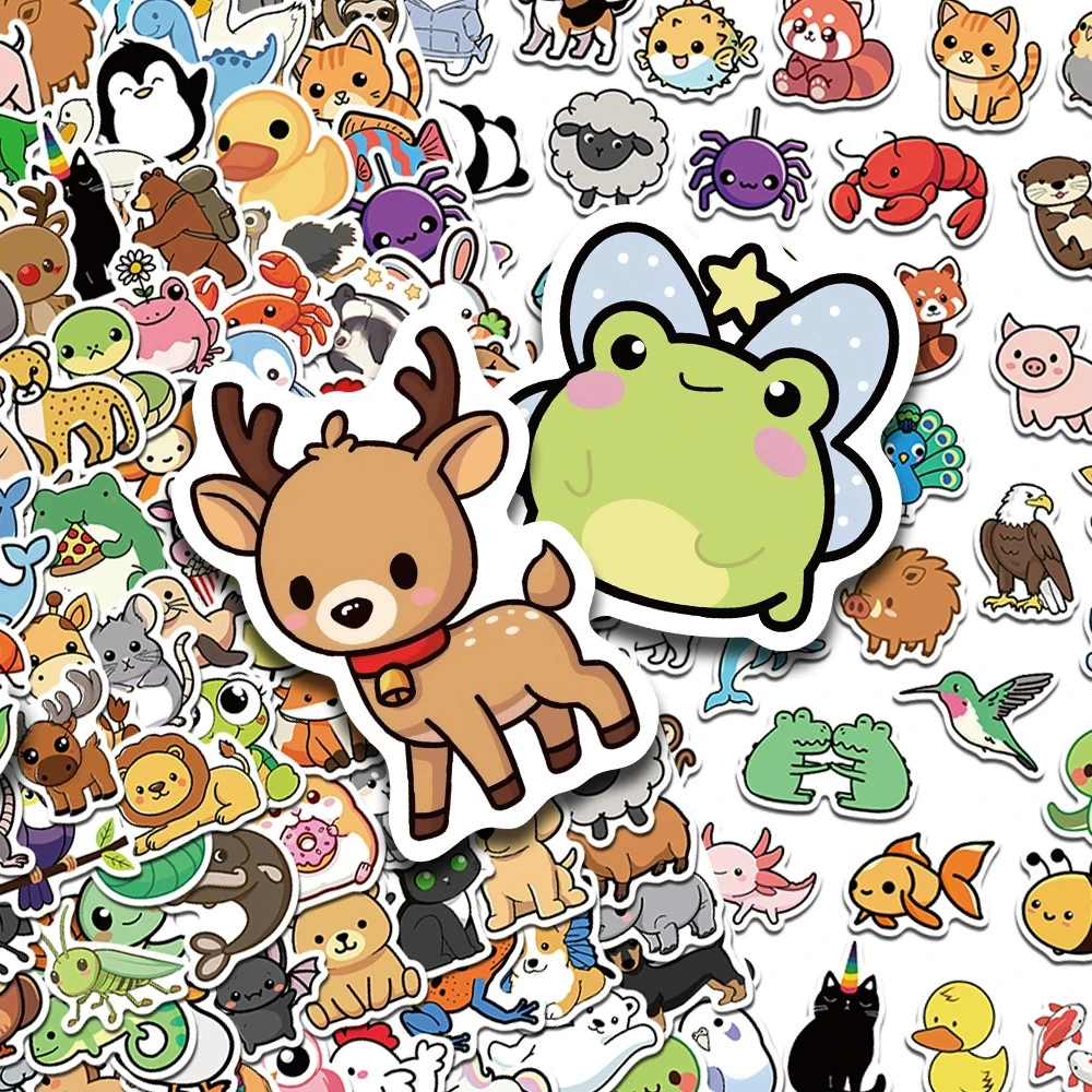 

10/50/100/200pcs Cartoon Cute Little Animals Stickers Decals for Laptop Scrapbook Refrigerator Skateboard DIY Aesthetic Sticker