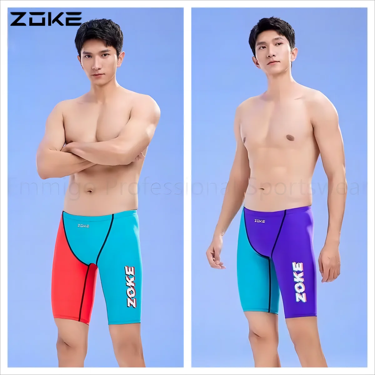 ZOKE Professional Swimsuit Men Competition Swimwear Racing Training Male Jammer Swimsuit Quick Dry Men's Swimming Trunks