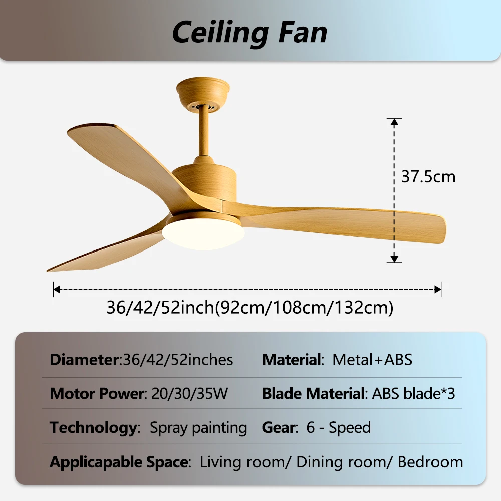 36/42/52Inch Strong Wind Ceiling Fan Light Modern Simplicity Restaurant Electric Fan Household Ceiling Fan With Light