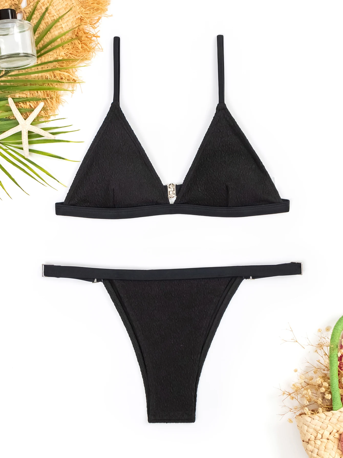 Strappy بيكيني 2025 المرأة مثير ملابس السباحة الصلبة مثلث أسود ملابس السباحة الإناث الاستحمام السباحة لباس سباحة بحر