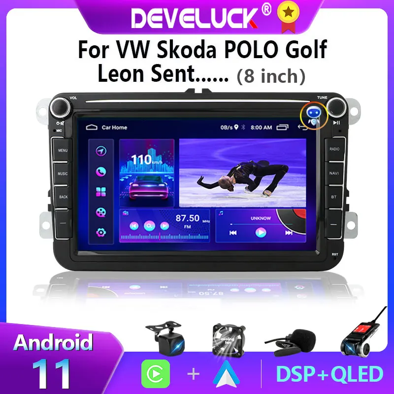 

2 din Android 11 Car Radio for Volkswagen VW Passat B6 B7 CC Tiguan Touran GOLF POLO GPS Carplay Auto DVD IPS QLED Stereo Screen
