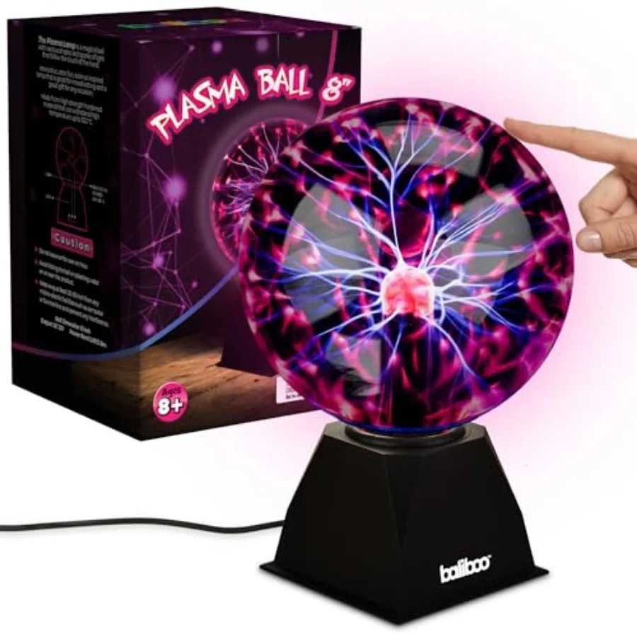 

8-дюймовый плазменный шар с сенсорным и звуковым управлением, светящийся глобус, адаптер питания 12В, лампа-шар с плазменной атмосферой, интерактивный научный экспериментальный прибор