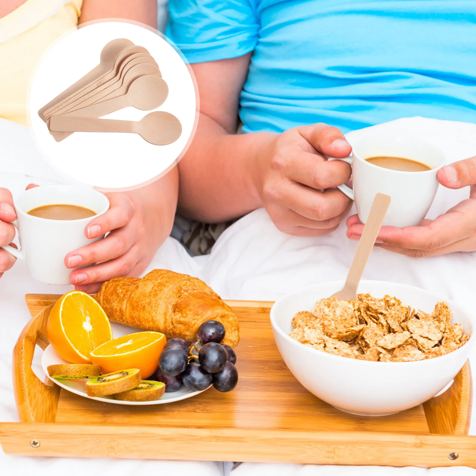 

100Pcs Wood Dessert Spoons Disposable Eco-Friendly Small Wooden Spoons for Party Bbq Picnic Tableware Wood Cake Spoon