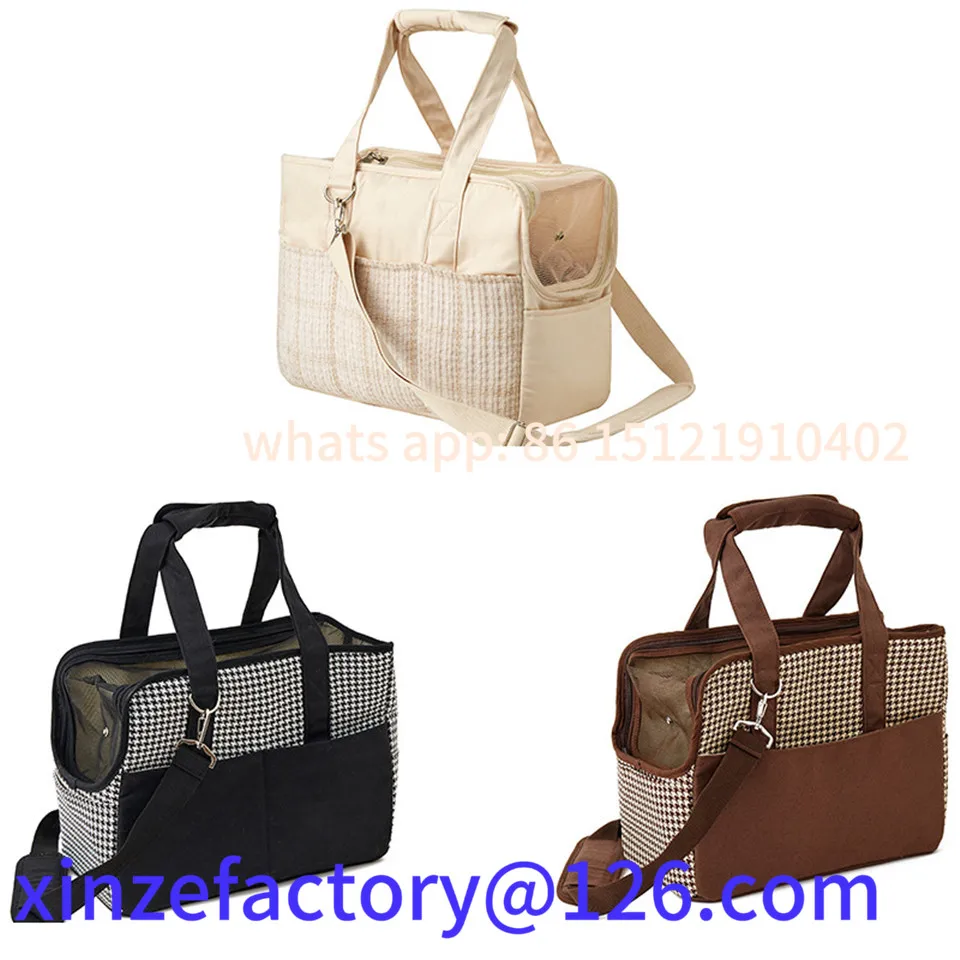 

Customizable Outing Portable Cotton Canvas Cat Shoulder Dog Bag Lightweight Breathable Mesh Pet Messenger Bag