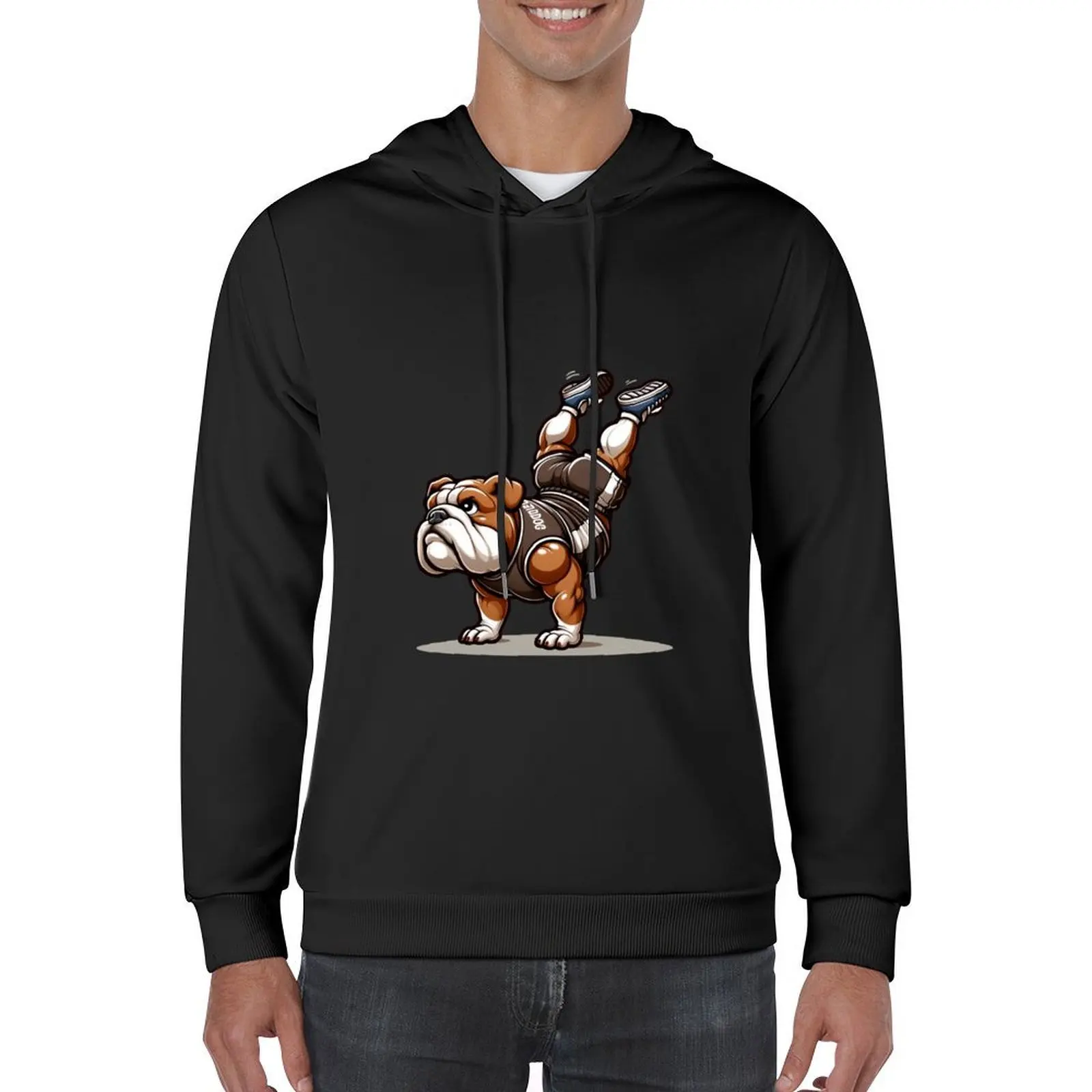 Handstand Hero: Bulldog Upside-Down Power Hoodie ملابس رجالية ملابس للرجال سترة شتوية للرجال ملابس رجالية تي شيرت بقلنسوة جديد