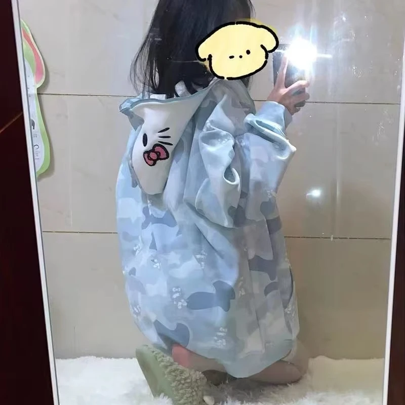 

Y2K Zipper Jacket Sanrio Hello Kitty Hoodie Kawaii Long Sleeve Girl Student Coat Spring Autumn Anime Couple Cardigan Sweatshirt