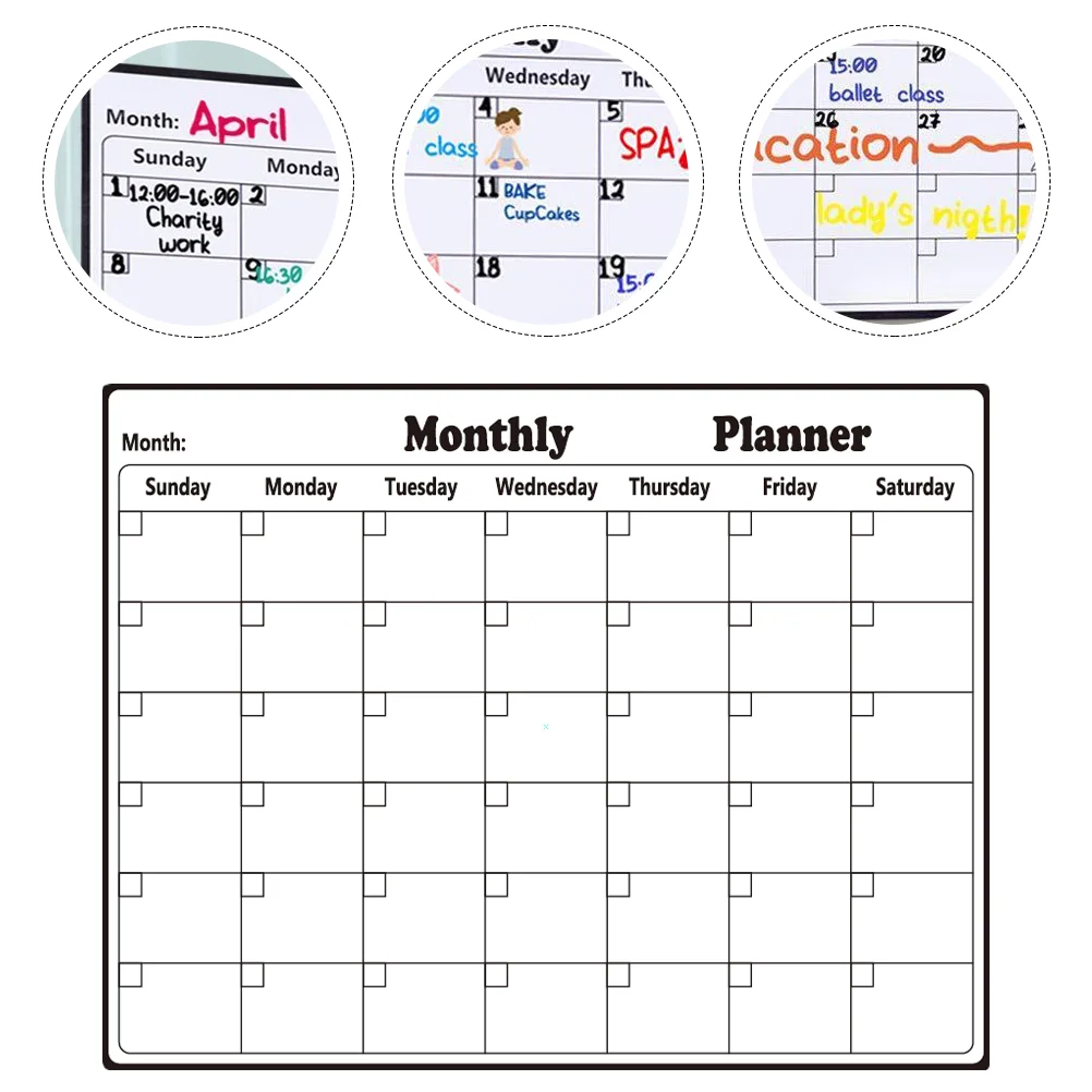 

Magnetic Whiteboard Monthly Plan Board Erasable Fridge Planner Note Space Rubber Magnet Kitchen Refrigerator Schedule