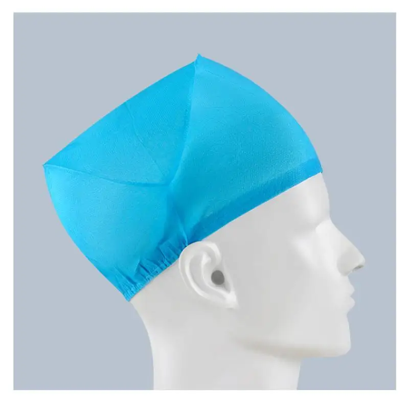 50Pcs/pack Disposable Sanitary Surgical Hat Breathable Dustproof Non-Woven Fabric Doctor Nurse Round Top Blue Simplicity Hat